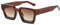WDZAYXC Vintage Rechteckige Sonnenbrille für Damen Herren Chunky Rectangle Sunglasses Retro Brille UV400 Schutz(tee/tee)