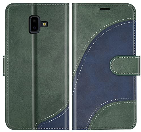 BoxTii Coque pour Samsung Galaxy J6 Plus 2018, Portefeuille Etui en Cuir PU, Magnétique Protection Housse Coque pour Galaxy J6 Plus 2018, Vert