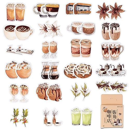 46pcs Aufkleber für Scrapbooking Kleine Scrapbook Aufkleber Set, Journaling Bullet Junk Journal Supplies, Planer, Kid DIY Art Crafts, Laptop, Koffer (Kaffee)