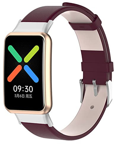 KUTEWEU Leder Armbänder Kompatibel mit Oppo Watch Free, Damen & Herren Armband Ersatzarmbänder Metallspange Ersatzarmband Uhrenarmbänder für Oppo Watch Free Smartband Zubehör (Violett)