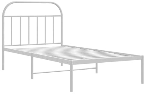 vidaXL Bettgestell mit Kopfteil Metall Weiß 100x200 cm