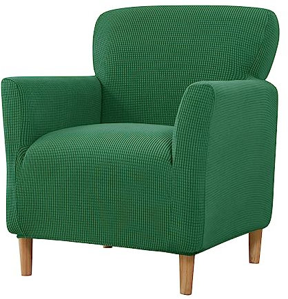 Lukery Jacquard Stretch Sofabezug rutschfest Sofaüberwürfe mit Armlehnen 1 Sitzer, Einfarbig Wohnzimmer All-Inclusive Kleines Sofa/Sesselbezug für Hotel Schlafzimmer Zuhause (dunkelgrün)