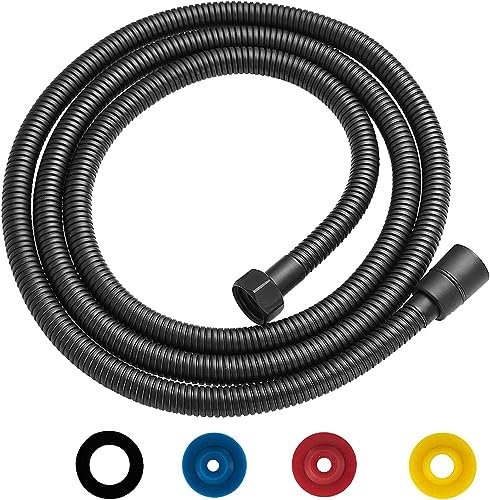 Flexible de Douche Universel,Flexible de Douche, Tuyau de Douche en Acier Inoxydable, Raccord Fileté Universel Flexible Douchette avec 4 Limiteur De Débit d'Eau, (G1/2, 2M Noir)