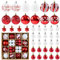 Weihnachtskugel Ornamente, 44 Stück Weihnachten Ornamente für Weihnachtsbaum Dekorationen, Rot Weiß Bruchsichere Anhänger Ornamente Weihnachtsdeko für Weihnachten und Winterfeier Dekoration