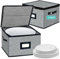Homyfort China Storage Containers - Dinner Plate Storage with Lid, Handles, Hard Shell Dinnerware Protectors for Moving Bowls, Saucer, Padded Protective Storage, 12x12, 2 Pack
