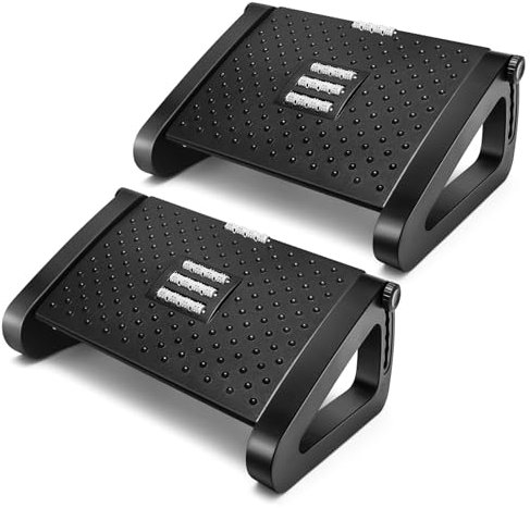 Beeveer 2 Stück Fußstütze für unter dem Schreibtisch bei der Arbeit, verstellbare 6 Höhen, ergonomische Fußstütze für unter dem Schreibtisch mit Massagefläche bei der Arbeit, Fußstütze unter dem
