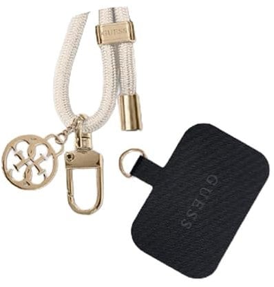 Guess abnehmbarer Umhängegurt und 4G-Anhänger, Gold und Beige