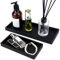 TOTSUN 2Pcs Toilet Tank Storage Tray, Black Bathroom Vanity Tray for Cosmetic Candles Soap Towel Perfume Shampoo Jewelry Towel Plant Bathroom Accessories