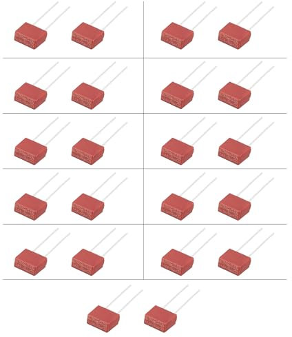 Set mit 22 Stück 11 Werten, Feinsicherungen Schmelzsicherungen TE5 392, zum Löten auf rote, rechteckige Leiterplatten, 0,5 A, 1 A, 2 A, 2,5 A, 3,15 A, 4 A, 5 A, 6,3 A, 8 A, 10 A, 15 A