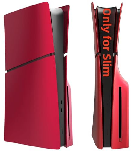 Slim Disc Edition Cover Plates for New PS5 Slim Console, Shell Panels Compatible with New PlayStation 5 Slim Accessories Protective Replacement Faceplate (Volcanic Red)