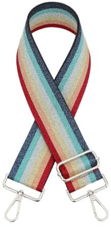 1 Stück Modischer Bunt Verstellbar Schultergurt für Taschen Damen Herren,5cm Breit Taschengurt,Längenverstellbarer 75-130cm Schulterriemen,DIY Zubehör für Tasche,Silberne Schnalle,Regenbogenfarben