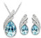 KBRPEY Tropfenform Kristall Schmuckset Halskette Ohrringe Damen Silber Schmuck Anhänger Kette Elegante Accessoires