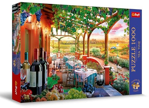 Trefl Premium Plus Quality - Puzzle Tea Time: Italienischer Weingarten - 1000 Elemente, Serie Gemalter Nostalgischer Bilder, Ideale Anpassung der Teile, für Erwachsene und Kinder ab 12 Jahren