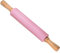 CoCud Silikon Nudelholz, 17 Länge, Silikon & Eichenholz, Antihaftbeschichteter ergonomischer Griff, Fondant Teigroller Pink - (Anwendungen: zum Backen und für DIY-Projekte)