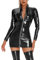 Sexy Damen Lackleder Kleid Rock Lack Leder Kleid Damen Wetlook Body Leder Dessous Set Sexy Damen Wetlook Bodysuit Leder Figurbetontes Kleid Damen Nachtwäsche Set Clubwear Tanzparty Kostüm Kostüm（XL）