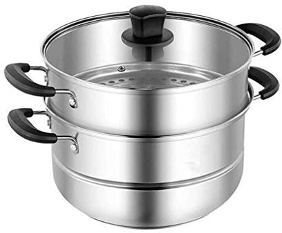 ANSNOW Olla de Cocción a Vapor de Acero Inoxidable, Olla de Utensilios de Cocina, Olla Arrocera, Olla de Sopa de Estufa de Gas
