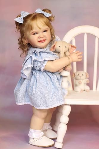RXDOLL Große Größe Reborn Baby Puppen Stehendes Mädchen 70cm Realistische Baby Puppe Lächelndes Mädchen Weiches Vinyl Silikon Reborn Toddler Puppen Reborn Babys, die echt Aussehen