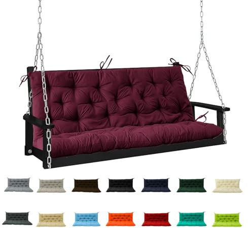 BNXCGDIQP Swing Replacement Cushion, Casual, 3 Seat Swing Cushion, Polyester, Burgundy, 40x60in, 4in Thick