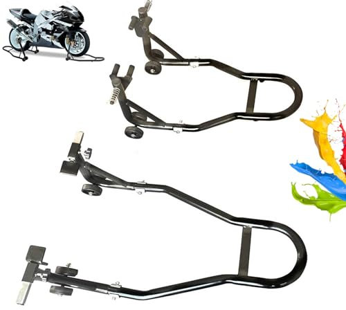 HFGVBDNE Motorradlift Sport Bike Vorderradgabel & Hinterrad-Hubständer Universal-Motorrad-Kombi-Ersatz für Suzuki Honda Kawasaki Motorradständer, Schwarz