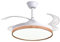 Milectric Ventilador de techo con luz LED | motor DC | 4 aspas retráctiles | luz regulable y 3 tonalidades | 6 velocidades | control remoto | temporizador | silencioso | bajo consumo (Blanco/Haya)