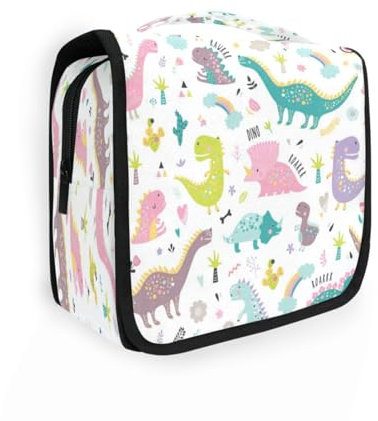 Trousse de toilette de voyage à suspendre avec dinosaures amusants pour femmes, hommes et filles, motif dinosaure animal étanche, trousse de rangement pour produits cosmétiques pour les essentiels de