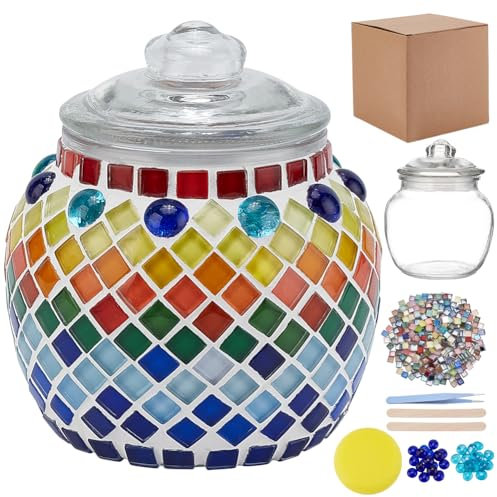 WEBEEDY Bricolage Mosaic Kit main Mosaic Glass Pot Kit Adulte Bricolage Vitrail Mosaic Tile Kit Artisanat Bricolage Mosaic Glass Pot Set Home Decor Mosaic Making Kit