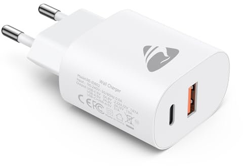 Chargeur USB C, 20W Prise USBC Chargeur Rapide iPhone, PD+QC Multiple Prise Secteur USB Type C Adaptateur pour iPhone 16 15 14 13 12 11 Pro Max Plus Mini X XS XR SE 8 7 6S, iPad, Samsung Galaxy