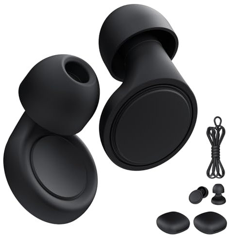 Jayine Ear Plugs for Sleep 2 Pairs, Reusable Noise Cancelling Earplugs Hearing Protection 25dB, Removable Soft Silicone Earplugs for Concerts, Focus, Noise Sensitivity, 16 Ear Tips in S/M/L - Black