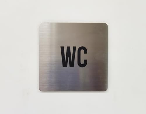 Pandiui23 | Señal Adhesiva aluminio, Señal Adhesiva WC, Cartel adhesivo WC - Grosor 0.6 mm - Diámetro Ø 100 mm - Aluminio (Señal Baño)