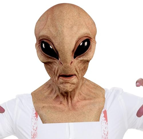 Generisch UFO Realistische Alien Kopfbedeckung, Halloween Maske Gruselige Alien Maske Latex Gruselige Kopfbedeckung Gruselige Halloween-Latex-Kopfbedeckung Alien-Gesichtsmaske