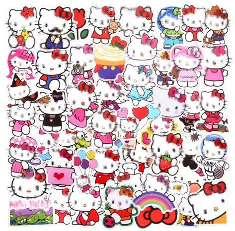 yumcute 50 PCS Sticker, Kawaii Katze Cute Cartoon Stickers Vinyl Kitty Wasserfest ästhetisch für Skateboard Gitarre Laptops Scrapbook Telefone Fahrrad Koffer für Teenager Jungen Mädchen Erwachsene