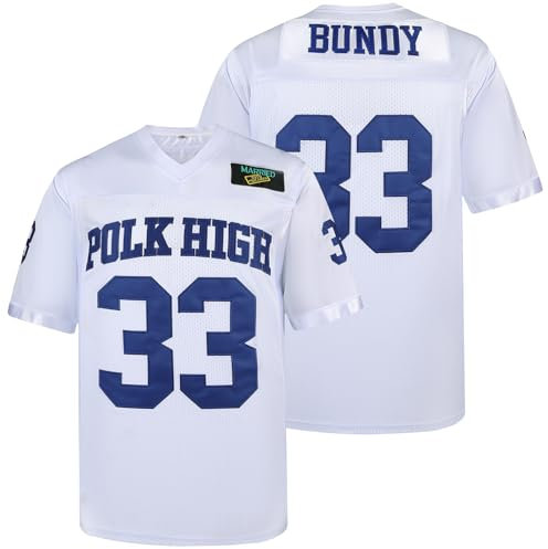Aimhuo 33 AL Bundy Fußballtrikot, Polk High Movie Fußballtrikots für Herren, Sporttrikots für Herren, 90er Jahre Hip-Hop-Kleidung, Weiss/opulenter Garten, XX-Large