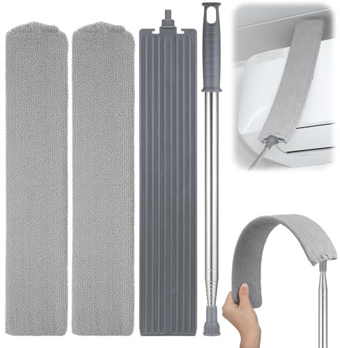 Cepillo limpiador de polvo retráctil con mango largo (30 a 100 pulgadas), herramientas de limpieza con 2 paños de microfibra para quitar el polvo, plumero extensible para limpiar debajo del