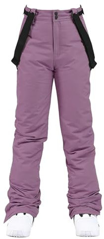 Topassion Skihose Herren Gefüttert mit Träger Winter Wasserdicht Schneehose Thermo Snowboardhose Warm Softshellhose Baggy Skibekleidung mit Hosenträger Unisex Latzhose Outdoorhose(Purple,S)
