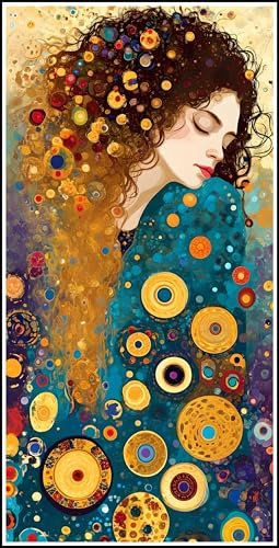Diamond Painting Klimt, 5D Frau Diamant Painting Bilder Erwachsene, DIY Vollbohrer Cross Stickerei Diamant Kunst Malerei, Diamond Painting Groß XXL für Zimmer Wanddeko Bastelset Geschenk 30x60cm Z-228