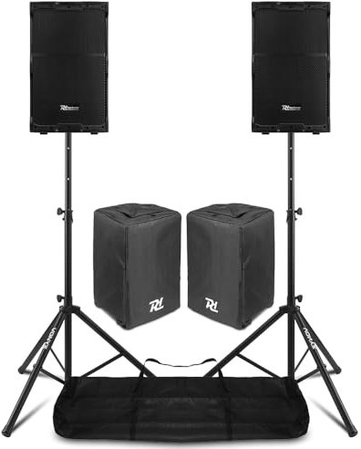 Power Dynamics 2x PDY212A 12 Active PA Speakers – 700W Powered Speaker Package with Bluetooth, DSP, Covers & Adjustable Stands – Ideal Active DJ Speaker Set for Live Events & Gigs
