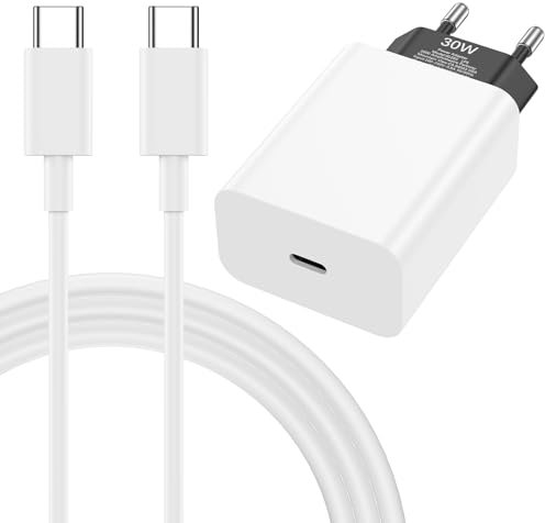 Chargeur Secteur USB C 30W pour Google Pixel 8 Pro Fold 7, Chargeur avec câble USB C 1M pour téléphone Pixel à Recharge Rapide, pour Galaxy A26 5G s24 A16 A35 Z Fold6, pour iPhone 15 Plus