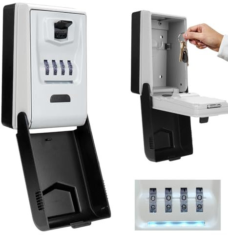 Schlüsselkasten mit Zahlencode, Schlüsselsafe mit Code, Schlüsselversteck für Draußen mit Beleuchteten, Schlüsselsafe Outdoor, Wetterfest Schlüsselbox, Schlüsseltresor für Home Garage Schule Büro