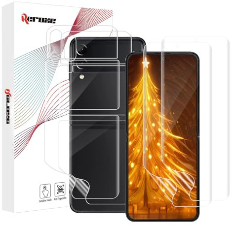 REROXE 2+2 Stück TPU Schutzfolie für Panzerglas für Samsung Galaxy Z Flip 3 5G, HD-Klar Passt Perfekt Samsung Z Flip 3 Displayschutzfolie, Stoßfänger Anti-Öl Z Flip 3 5G Folie