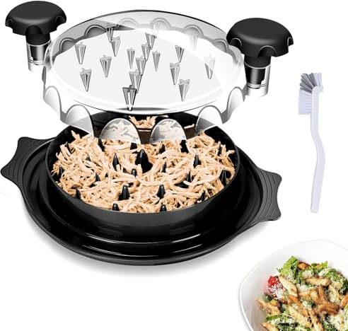 Yeqqzq Chicken Shredder Tool Twist, Large Chicken Breast Shredder with Brush, Visible Meat Shredder Machine, Anti-Slip Strip, Ergonomic Handle, BPA Free, Suitable for Pork Beef Chicken (Black)