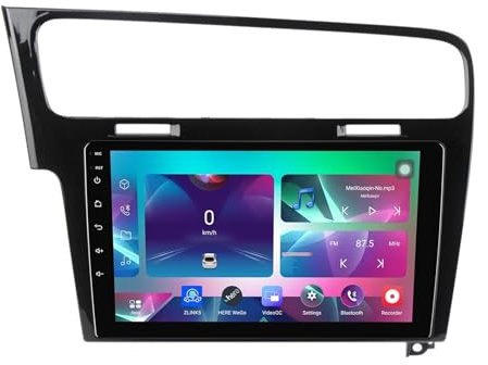 Android 14 Doppio Din 10 Zoll Auto Radio Touch Display con Telecamera Posteriore Comandi al volante Bluetooth GPS Car Play senza fili per VW golf 7 2013-2017(Q200(4+32G))