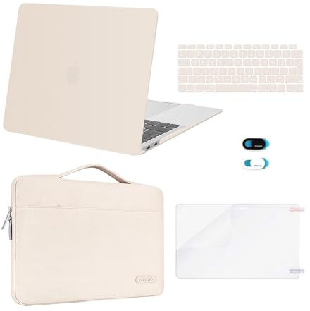 MOSISO Compatible with MacBook Air 13 inch Case 2021 2020 2019 2018 M1 A2337/2179/1932, Hard Shell for MacBook Air M1 Case 13.3 inch &Bag&Keyboard Skin&Webcam Cover&Screen Protector, Sand