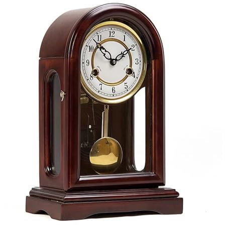 Horloge grand-père décorative en cerisier Windsor, à remontage par clé, élégante, horloge de cheminée en bois pour décoration de salon. Horloge grand-père décorative pour cheminée, bureau, étagère et