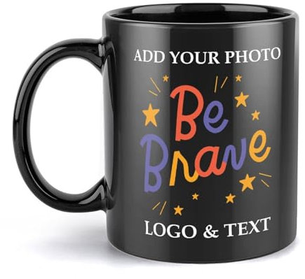 CMLONGQIA Custom Mug with Photo Logo Text Personalised Coffee Mug 11Oz Double Side Customised Present for Christmas Day Black