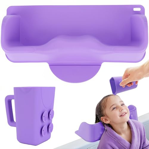 Portable Hair Washing Station for Kids & Toddlers – Silicone Shampoo Bowl with Neck Support, Rinser Cup & Tray for Sink or Bathtub, Tear-Free Hair Wash Basin for Children, Teens & Home Use