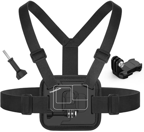 TesRock Chest Mount Harness Compatible with GoPro Go Pro Cameras, Chest Strap Chesty Body Mount for DJI Osmo Action Cameras, Comfortable and Stable - Black