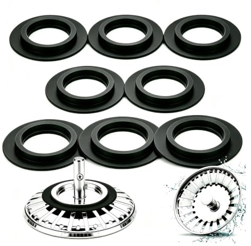 8 Pcs Sink Plug Rubber Seal, O-Rings Sink Waste Bath Seal Basket Strainer Plug Waste Rubber Washer, Kitchen Drain Sealing Universal Replacement Accessories