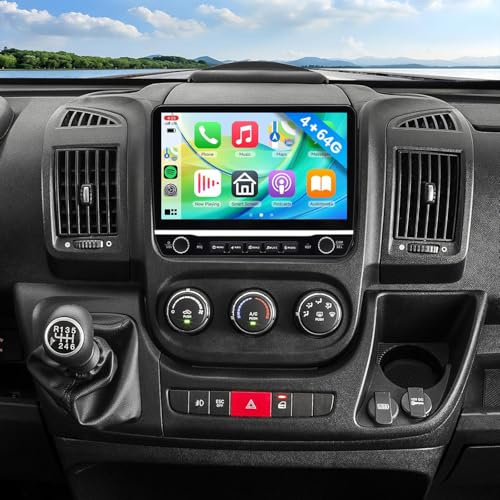 2 Din Car Stereo for Fiat Ducato 2006-2023 for Peugeot Boxer Radio CarPlay | Double Din Android Wireless Carplay Android Auto Support Bluetooth/GPS/WiFi/Backup Camera/SWC/FM/Mirror Link/IPS Touch Screen