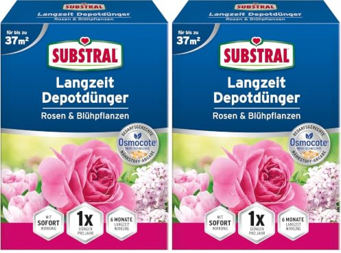 Substral Langzeit Depotdünger für Rosen & Blühpflanzen, 6 Monate Osmocote Premium-Langzeitdünger, 1,5 kg (Packung mit 2)