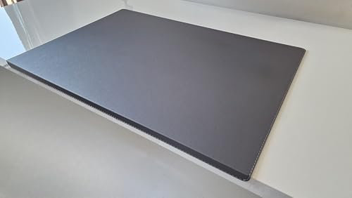 Gewinkelte Schreibtischunterlage mit Kantenschutz sanft lux Leder 70 x 47 Grau